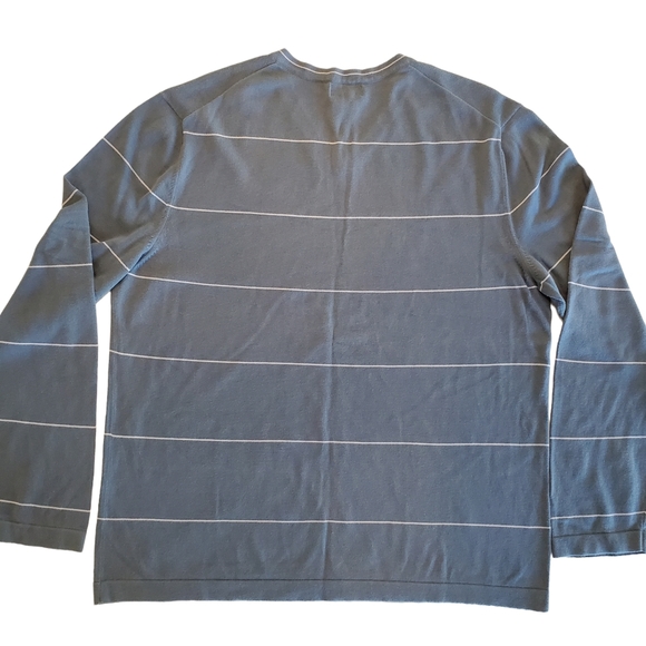 Banana Republic Men's Sweater V-Neck Lightweight 100% Cotton Blue Stripe XL - Picture 5 of 10